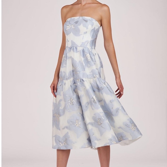 Kay Unger Cassie Metallic Midi Dress - Picture 1 of 3